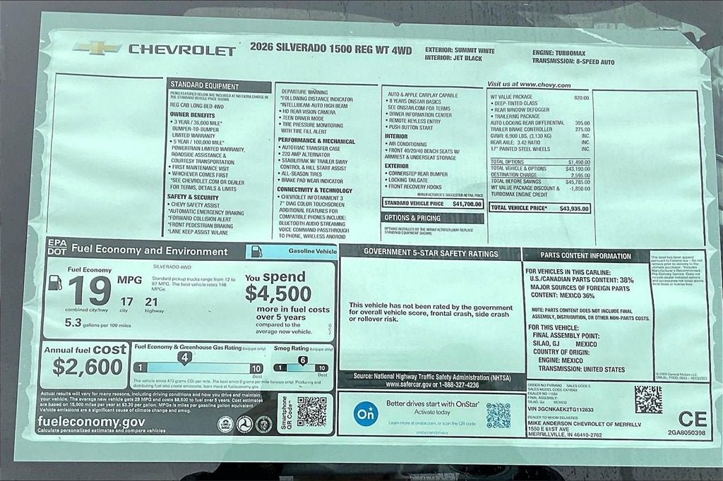 2026 Chevrolet Silverado 1500 WT